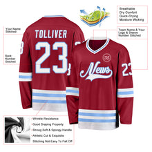 Load image into Gallery viewer, Custom Maroon White-Light Blue Hockey Jersey
