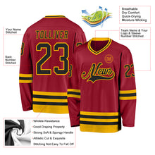 Load image into Gallery viewer, Custom Maroon Black-Gold Hockey Jersey
