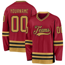 Load image into Gallery viewer, Custom Maroon Old Gold-Black Hockey Jersey
