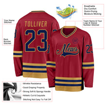 Load image into Gallery viewer, Custom Maroon Navy-Old Gold Hockey Jersey
