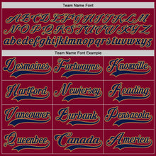 Load image into Gallery viewer, Custom Maroon Navy-Old Gold Hockey Jersey
