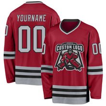 Load image into Gallery viewer, Custom Maroon Gray-Black Hockey Jersey
