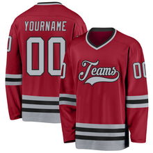 Load image into Gallery viewer, Custom Maroon Gray-Black Hockey Jersey
