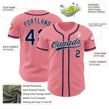 Load image into Gallery viewer, Custom Medium Pink Navy-White Authentic Baseball Jersey
