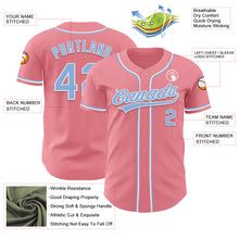 Load image into Gallery viewer, Custom Medium Pink Light Blue-White Authentic Baseball Jersey
