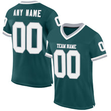 Load image into Gallery viewer, Custom Midnight Green White-Gray Mesh Authentic Throwback Football Jersey
