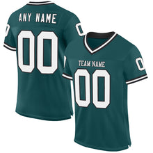 Load image into Gallery viewer, Custom Midnight Green White-Black Mesh Authentic Throwback Football Jersey
