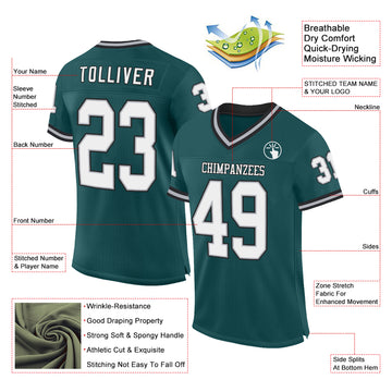 Custom Midnight Green Gray-Black Mesh Authentic Throwback Football Jersey