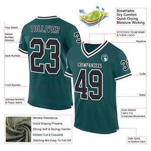 Custom Midnight Green Black-White Mesh Authentic Throwback Football Jersey