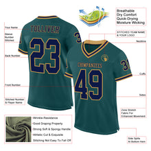 Load image into Gallery viewer, Custom Midnight Green Navy-Old Gold Mesh Authentic Throwback Football Jersey
