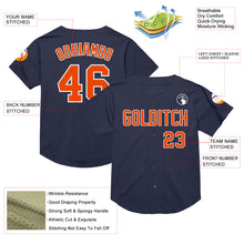 Load image into Gallery viewer, Custom Navy Orange-White Mesh Authentic Throwback Baseball Jersey
