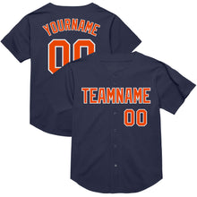 Load image into Gallery viewer, Custom Navy Orange-White Mesh Authentic Throwback Baseball Jersey
