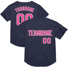 Load image into Gallery viewer, Custom Navy Pink-White Mesh Authentic Throwback Baseball Jersey
