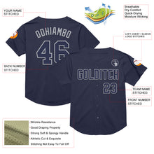 Load image into Gallery viewer, Custom Navy Gray Mesh Authentic Throwback Baseball Jersey
