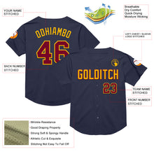 Load image into Gallery viewer, Custom Navy Maroon-Gold Mesh Authentic Throwback Baseball Jersey
