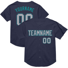 Load image into Gallery viewer, Custom Navy Gray-Teal Mesh Authentic Throwback Baseball Jersey
