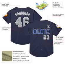 Load image into Gallery viewer, Custom Navy Gray-Royal Mesh Authentic Throwback Baseball Jersey
