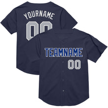 Load image into Gallery viewer, Custom Navy Gray-Royal Mesh Authentic Throwback Baseball Jersey
