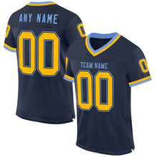 Load image into Gallery viewer, Custom Navy Gold-Light Blue Mesh Authentic Throwback Football Jersey
