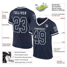 Load image into Gallery viewer, Custom Navy White Mesh Authentic Throwback Football Jersey
