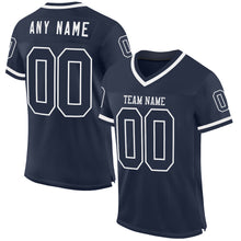 Load image into Gallery viewer, Custom Navy White Mesh Authentic Throwback Football Jersey
