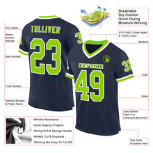 Load image into Gallery viewer, Custom Navy Neon Green-White Mesh Authentic Throwback Football Jersey
