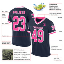 Load image into Gallery viewer, Custom Navy Pink-White Mesh Authentic Throwback Football Jersey
