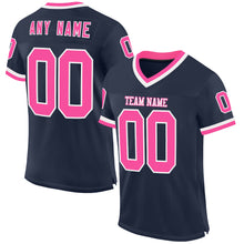 Load image into Gallery viewer, Custom Navy Pink-White Mesh Authentic Throwback Football Jersey
