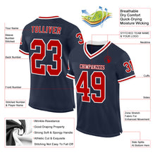 Load image into Gallery viewer, Custom Navy Red-White Mesh Authentic Throwback Football Jersey
