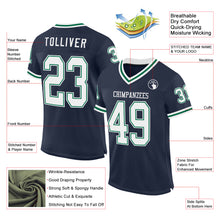 Load image into Gallery viewer, Custom Navy White-Kelly Green Mesh Authentic Throwback Football Jersey
