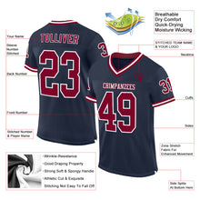 Load image into Gallery viewer, Custom Navy Maroon-White Mesh Authentic Throwback Football Jersey
