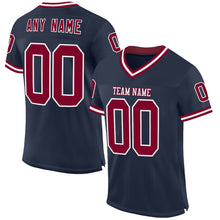 Load image into Gallery viewer, Custom Navy Maroon-White Mesh Authentic Throwback Football Jersey
