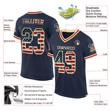 Load image into Gallery viewer, Custom Navy Vintage USA Flag Cream-Red Mesh Authentic Throwback Football Jersey
