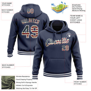 Custom Stitched Navy Vintage USA Flag-White Sports Pullover Sweatshirt Hoodie