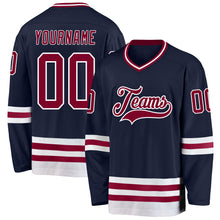 Load image into Gallery viewer, Custom Navy Maroon-White Hockey Jersey
