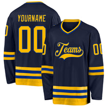 Load image into Gallery viewer, Custom Navy Gold-Royal Hockey Jersey
