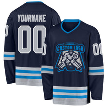 Load image into Gallery viewer, Custom Navy Gray-Blue Hockey Jersey
