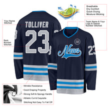 Load image into Gallery viewer, Custom Navy Gray-Blue Hockey Jersey
