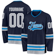 Load image into Gallery viewer, Custom Navy Gray-Blue Hockey Jersey
