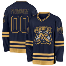 Load image into Gallery viewer, Custom Navy Old Gold Hockey Jersey
