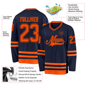 Custom Navy Orange Hockey Jersey