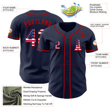 Load image into Gallery viewer, Custom Navy USA Flag-Red Authentic Baseball Jersey
