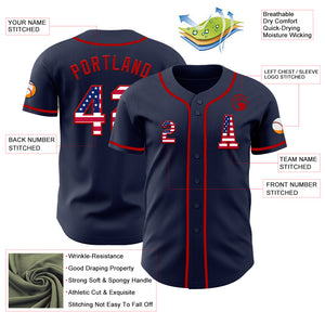 Custom Navy USA Flag-Red Authentic Baseball Jersey