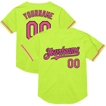 Load image into Gallery viewer, Custom Neon Green Pink-Black Mesh Authentic Throwback Baseball Jersey
