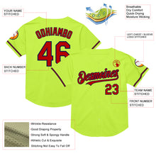 Load image into Gallery viewer, Custom Neon Green Red-Navy Mesh Authentic Throwback Baseball Jersey
