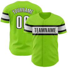 Load image into Gallery viewer, Custom Neon Green White-Black Authentic Baseball Jersey
