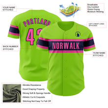 Load image into Gallery viewer, Custom Neon Green Pink-Navy Authentic Baseball Jersey
