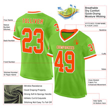 Load image into Gallery viewer, Custom Neon Green Orange-White Mesh Authentic Throwback Football Jersey
