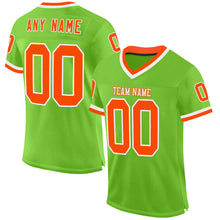 Load image into Gallery viewer, Custom Neon Green Orange-White Mesh Authentic Throwback Football Jersey
