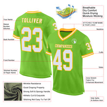 Load image into Gallery viewer, Custom Neon Green White-Gold Mesh Authentic Throwback Football Jersey
